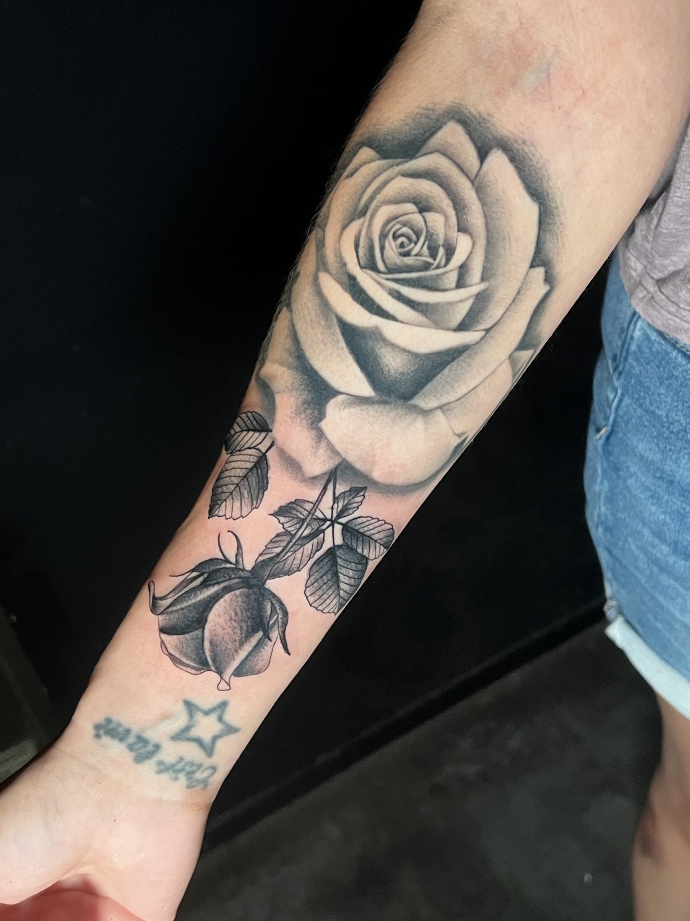 Black and grey rose