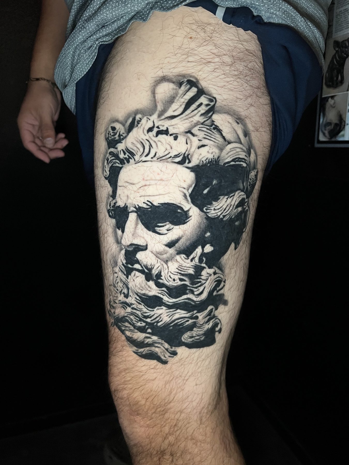 Black and grey bust